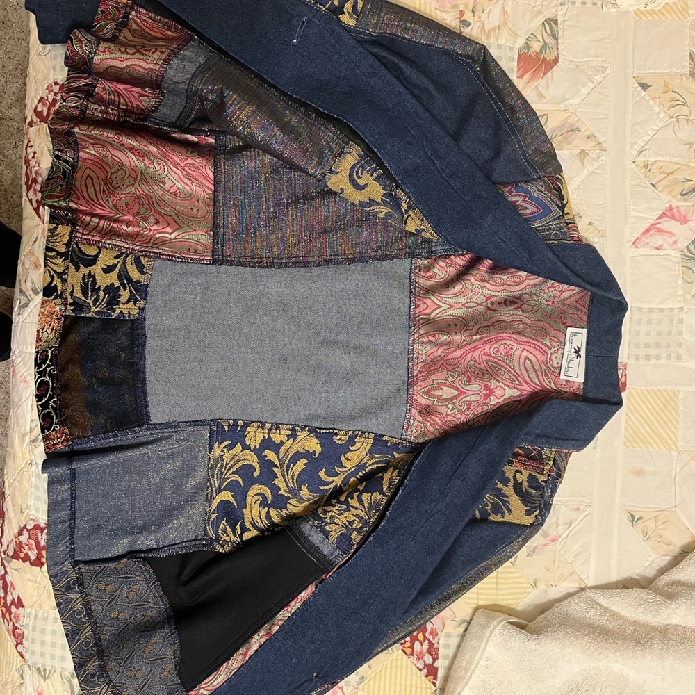 Elegant Multicolor Patchwork Denim Blazer - Picture 6 of 9